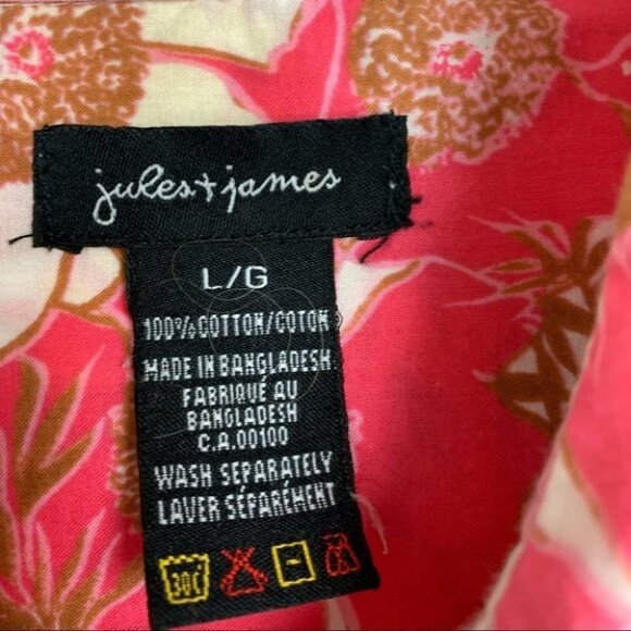Jules & James Pink Floral Button up Blouse Size L - Picture 3 of 9
